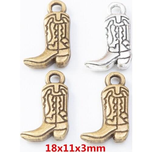 35 pieces of retro metal zinc alloy boots Pendant for DIY handmade jewelry necklace making 8020