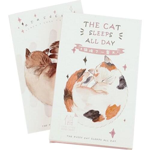 4pack/lot Kawaii The cat sleeps all days series Postcard Greeting Card Christmas New Year Party Supply Gift For Kids Wholesale