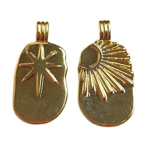 5pcs Sun With Ray Pendant Gold Star Pendant Gold Brass Sun Charm For Women Necklace Making Charm Gold Sunshine Jewelry Finding Y