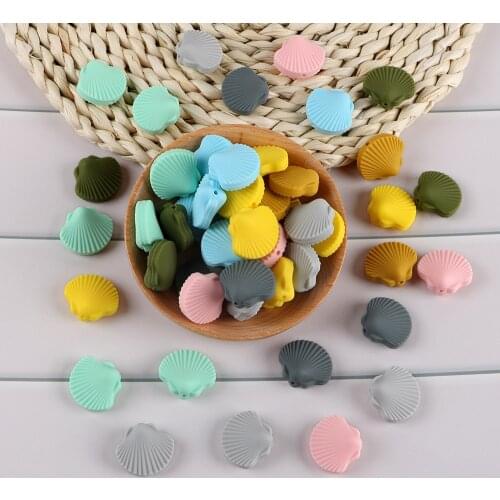 Kovict 50/100Pcs Cartoon Shell Shape Silicone Beads Baby Molar Teether DIY Pacifier Chain Jewelry Accessories