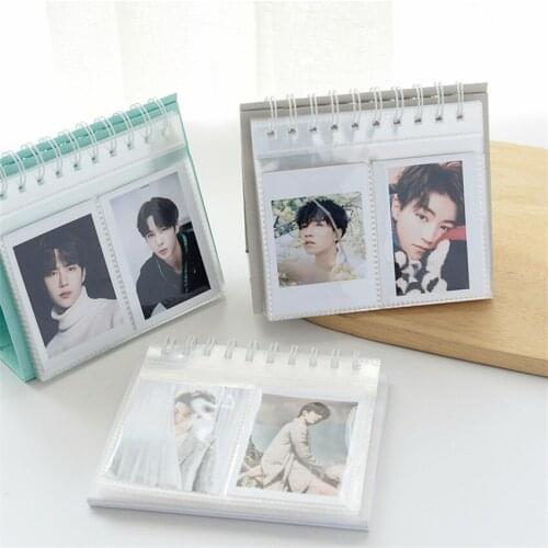 68 Pockets Desk Calendar Album Mini Photo Book for Fuji Instant Photos 3 inch Polaroid Desktop Standing Album