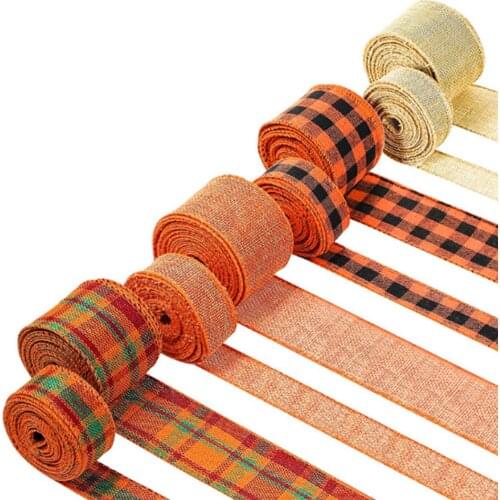 8 PCS Checkered Wired Edge Ribbons British Christmas Buffalo Plaid Gingham Roll DIY Embroidery for Party Gift Wrapping WWO66