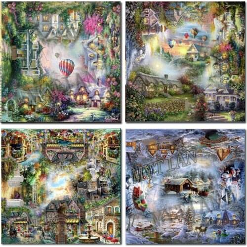 Full square/round 5D DIY diamond painting beautiful Four seasons scenery Embroidery Pattern cross stitch kit mosaic home decor