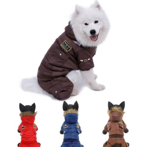 Free Shipping Large Dog Clothes Pet Coat Winter Jacket Warm Clothing Puppy Apparel Red Blue Color Size 2XL-5XL