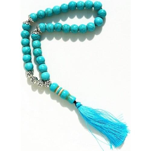10mm stone Bead tassel pendant 33 Prayer Beads Islamic Muslim Tasbih Allah Mohammed Rosary for Men&Women