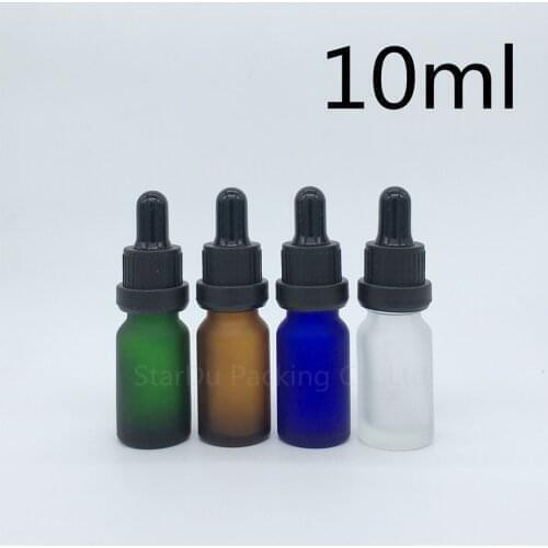 Travel bottle 10ml amber green blue Transparent frosted glass essential oil bottle,10cc tamper evident dropper bottle 200pcs/lot