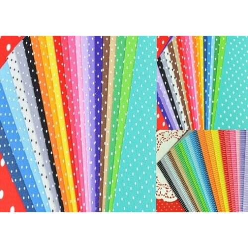 60PCS Felt Fabric 3 design Pattern Printed Polka dot little dot heart stripe shape 20 MIX COLORS DIY non-woven 14x14cm