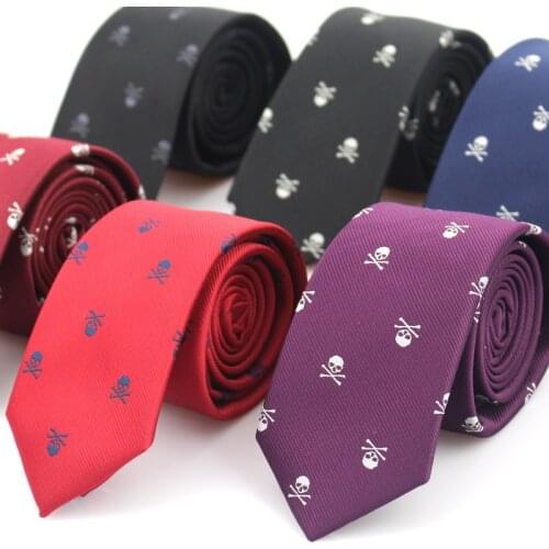 New Casual Slim Skull Ties For Men Classic Polyester Neckties Fashion Man Tie for Wedding Party Male tie Neckwear