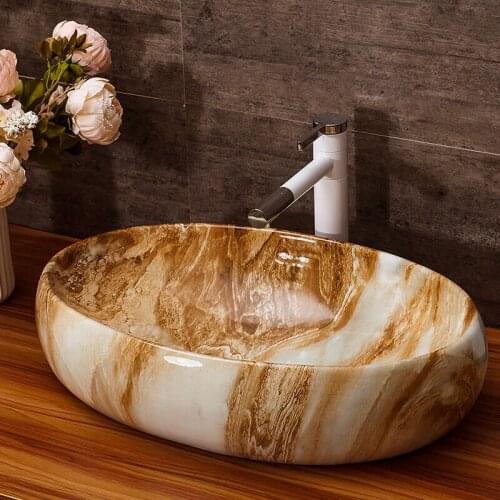 Jingdezhen ceramic art sink counter basin wash basin basin colorful lavabo sinks oval ceramic wash basin Bathroom sinks