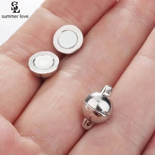 10 Sets Wholesale Round Strong Magnetic Clasps Fit Bracelets Necklace 8mm Clasp Beads Charms Connectors for Diy Jewelry Making