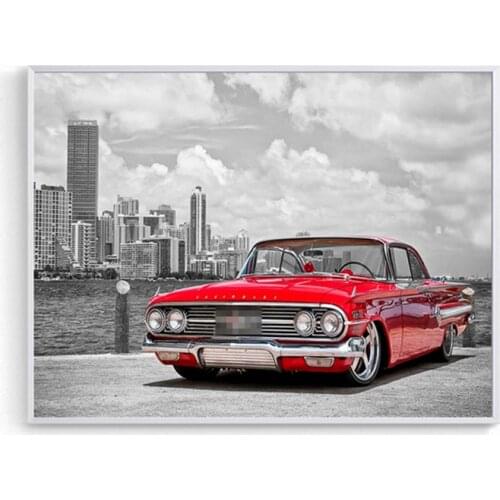 Wall Art Retro Car Poster Vintage Black White Modern Minimalist Wall Pictures Wall Art for Living Room Home Decor (No Frame)