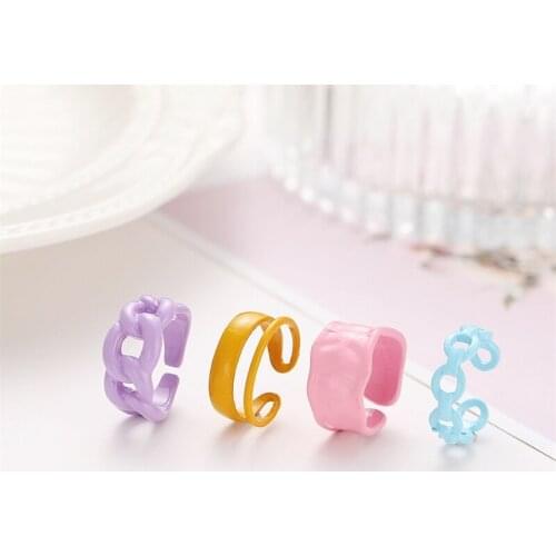 New niche color jelly alloy hollow ring trendy ladys opening alloy spray paint ring