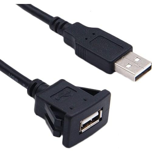 USB 2.0 Panel Flush Mount Cable USB2.0 A Male to USB2.0 A Female Car Mount Extension Cable for Car Truck Boat Motorcycle 1m/2m