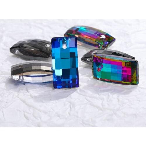 Pipatian Pendant Accessory High Quality Rectangle Crystal Crafts Rhinestone With Holes Wholesale Necklace Ornament Ins Hot Gems