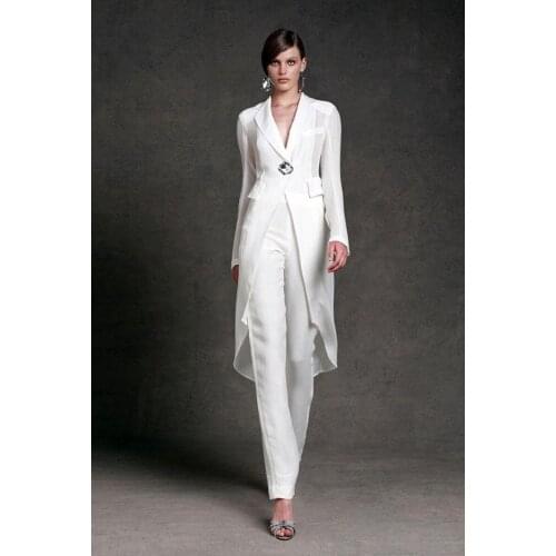 Modest Chiffon Mother of the Bride Dresses Pants Suits V-Neck Long Sleeves Formal Evening Gowns Mother of the Bridal Suits