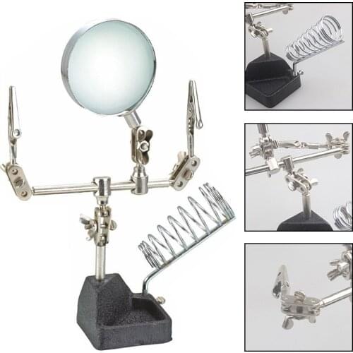 Third Hand Soldering Clip Magnifying Glass Welding Stand Auxiliary Clamp Foldable Desktop Precision Soldering Repairing Tool