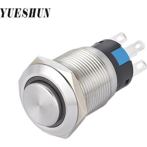 YUESHUN 19mm Light Switches 3A/250VAC Electrical Equipment LED Latching Push Button Switch Ring illuminated Switches