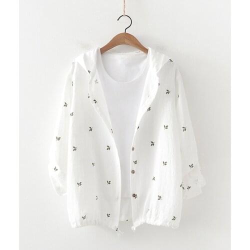 Cotton 100% Hooded Women Shirts Printed Long-Sleeved Casual All Match Female Outwear Coats Tops