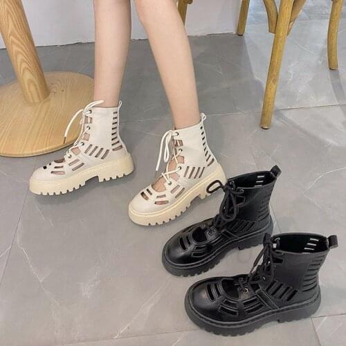 Shoes Woman 2021 Summer Womens New Style Hollow Out Lace-up Thick Bottomed Extra High Sandals Fashion Luxury Sexy