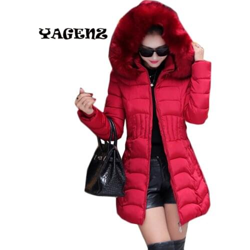 Plus Size 4XL Fur Hooded Female Winter Down Jacket Cotton Slim Overcoat Elegant Women Coat Park women jacket long cotton Coat