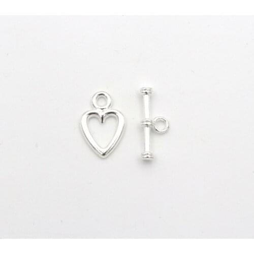 10 sets Gold Antique Silver Heart Shaped Bracelet Fastener OT Toggle Clasps For Jewelry Making Chain Diy Accessories Wholesale