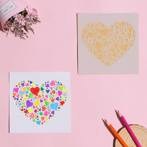 13*13 Love pvc Layering Stencils for DIY Scrapbooking/photo album Decorative Embossing DIY Paper Cards Crafts