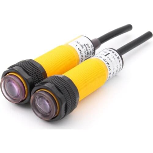 2pcs PRM18-C502NA sensor switch NPN normal open Photoelectric switch Opposite type Detection distance 5M 10-30VDC