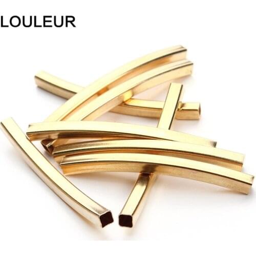 30pcs/lot Gold 40mm Square Curved Tube Connectors Spacer Beads Metal Copper Tube DIY Jewelry Findings For Bracelets