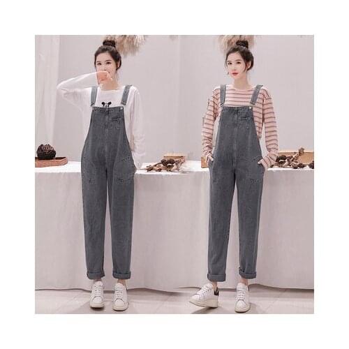 3005# Maternity Clothes Spring Autumn Cotton Suspender Pants Set for Pregnant Women 2 Pcs Clothing
