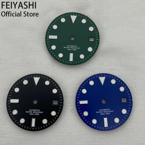 28.5mm Citizen 8215 dial watches accessories C3 Luminous Single Lens refitted sun pattern movement skx007 Submariner cases