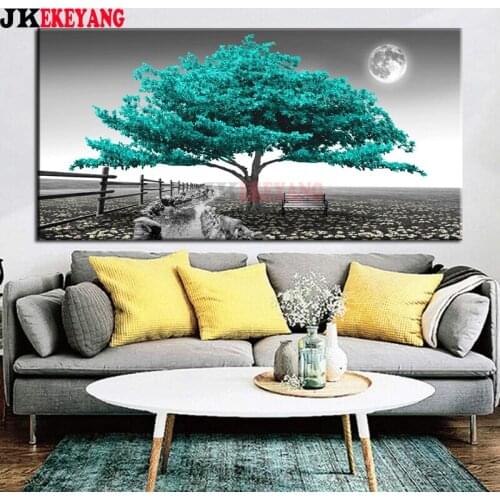 Large 5D Diy diamond painting Tree flower and moon Diamond Mosaic Rhinestone Embroidery cross stitch Y4035