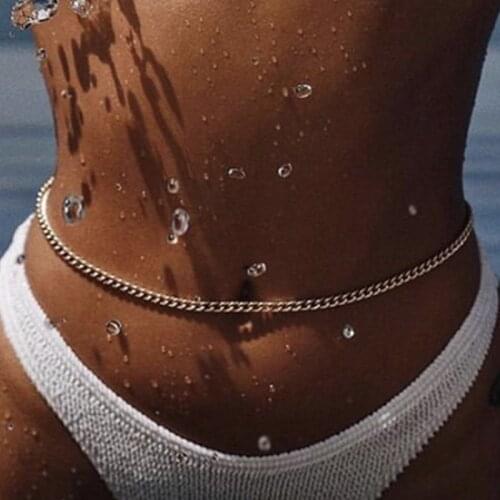 Women Fashion Gold Color Belly Waist Chain Body Jewelry Women Sexy Bikini Beach Body Chain Jewelry Accessories