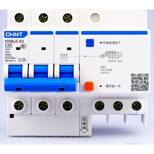 CHNT CHINT NXBLE-63 3P 6A 10A 16A 20A 25A 32A 40A 50A 63A Small Earth Leakage Circuit Breakers With Leakage Protection RCBO