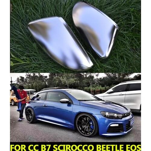 For VW Passat B7 CC Jetta Scirocco Beetle Sagitar 13-17 Bora 16+ EOS 11-15 1 Pair of Matte Chrome Rearview Mirror Cover Cap