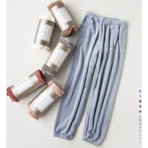 Home Pants Women Winter Flannel Long Pants For Pajamas Bottoms Thick Warm Loose Trousers Mens Sleep Pants Couple Lounge Wear