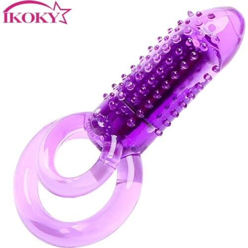 IKOKY Vibrating Cock Ring Delay Ejaculation Clitoris Stimulator Vibrator Sex Toys for Men Male Masturbation Penis Ring