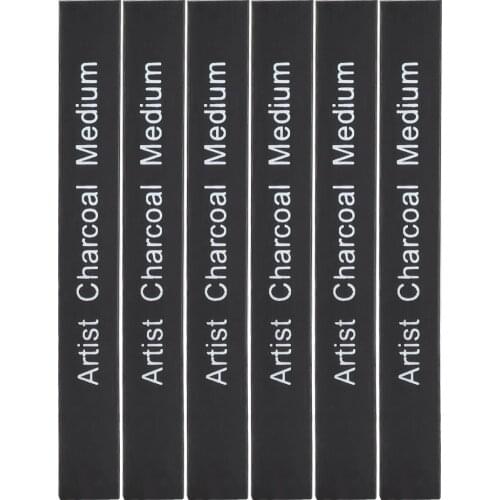 6Pcs Compressed Charcoal Sticks Black Carbon And Graphite Square Soft/Medium/Hard Graphite Drawing Pencil Art Suppl