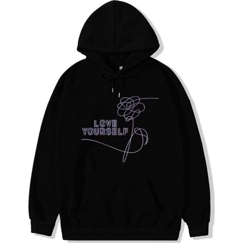 Kpop bangtan boy love yourself oversized harajuku hoodie plus size women korean style streetwear tops Hoodies Hooded Sweatshirts