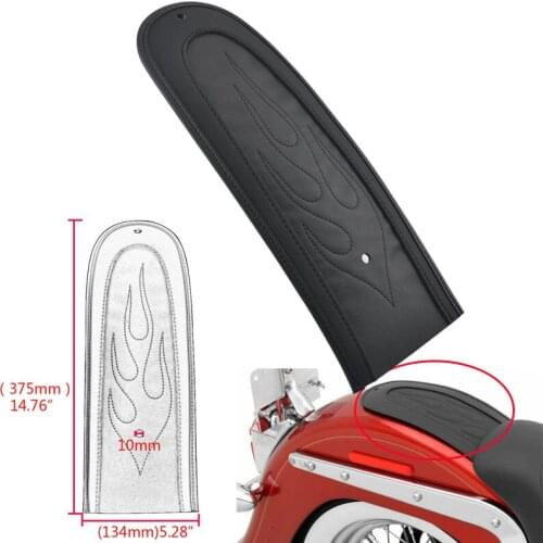 Black Rear Fender Bib Cover Pad Flame Stitch Leather For Harley Dyna Wide Glide Fat Bob Low Rider Motorcycle Fender Accessories