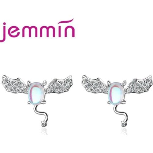 New Lively Bat Stud Earrings For Girls/Women Best Gifts 925 Sterling Silver Animal Stud Earrings For Wedding Party