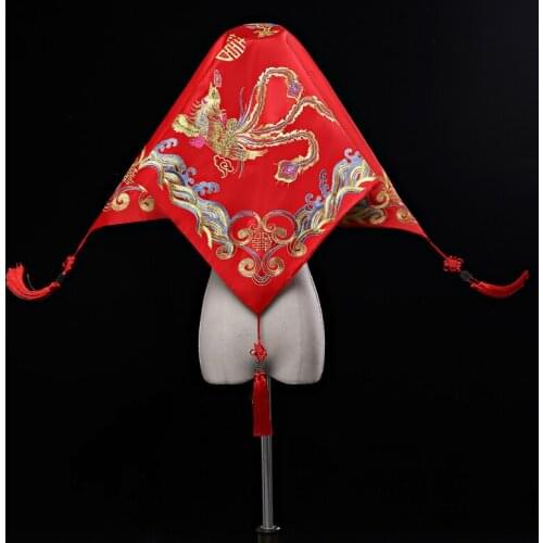 Xiuhe clothing hijab bride red wedding hijab veil cheongsam Chinese ethnic embroidery headscarf red hijab