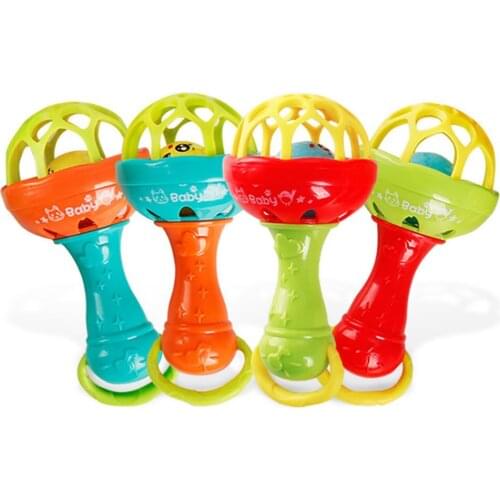 0-1 year Baby rubber can chew the baby early education, intelligence and fitness, soft rubber ball player grasping the bell