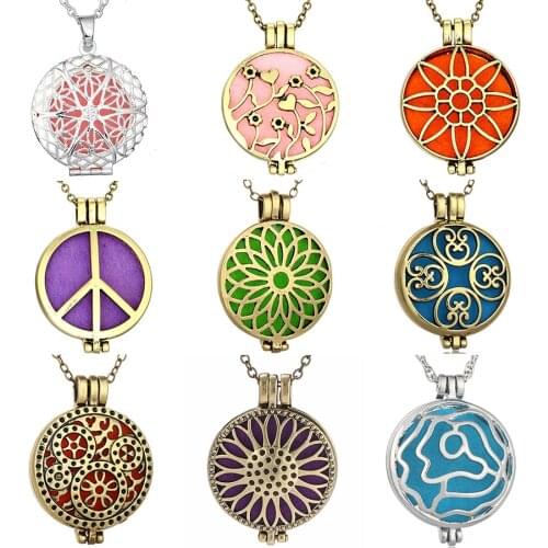 Sun Flower Aroma Diffuser Long Chain Pendants Essential Oils Diffuser Balls Hollow Locket Perfume Women Pendant Necklace Gifts