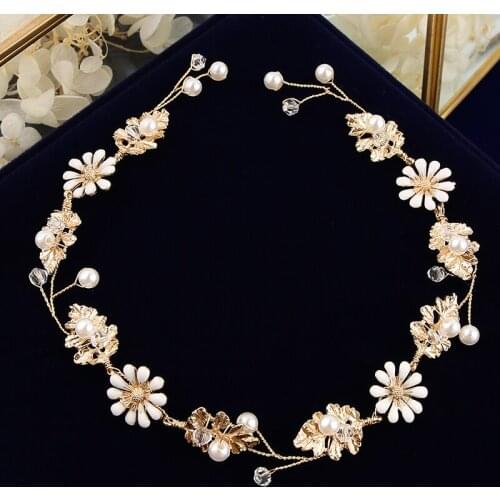 Korean Gold Leaves Soft Brides Hairbands Long Sunflower Wedding Hair Accessories Party Dress Accessories