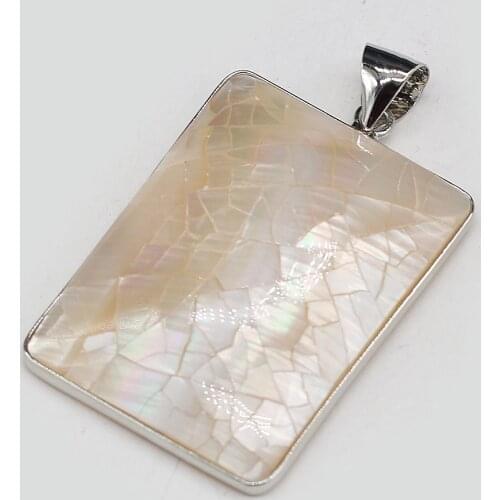 Natural Freshwater Shell Rectangular Pendant for Jewelry Making Supplies DIY Necklace Accessories
