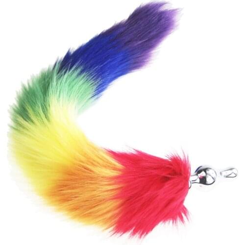 Rainbow Fox/Dog Tail Metal Furry Anal Plug Sexy Toys Butt Plug BDSM Flirt Anus Plug For Women WILD cat Tail Adult Toy Stim