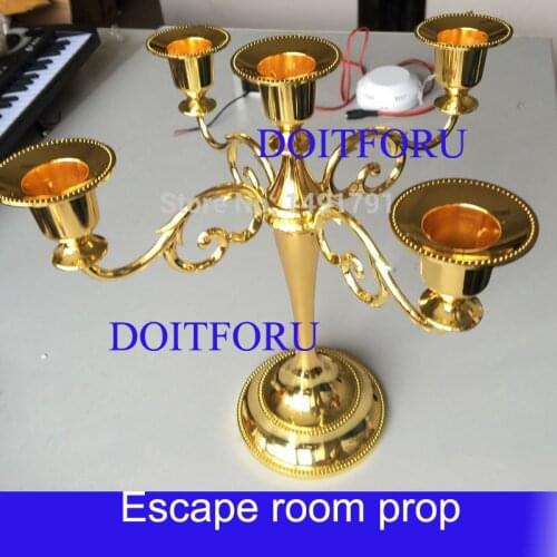 Escape room prop Raise Candlestick Prop raise the wireless Candlestick to unlock 12V lock escape game props for TAKAGISM game