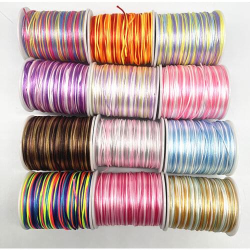 10yards 1.0mm Gradual Change Colourful Chinese Knot Line Cord Silk Satin Cord Nylon Cord DIY Handmade Knitting String Cords