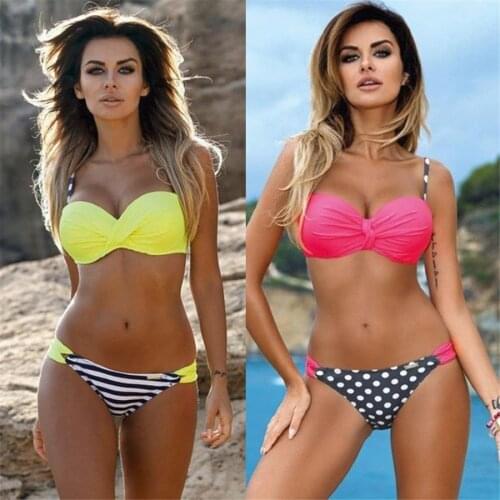 Sexy Push Up Bikini Solid Swimwear Women 2021 Swimsuit Women 2 Pieces Bathing Suit Brazilian Biquinis Mujer Halter Top Beachwear