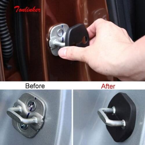 Tonlinker Door Lock Protection Cover Case Stickers for Nissan X-Trail 2014-17 Car Styling 4 PCS ABS Plastic Cover stickers